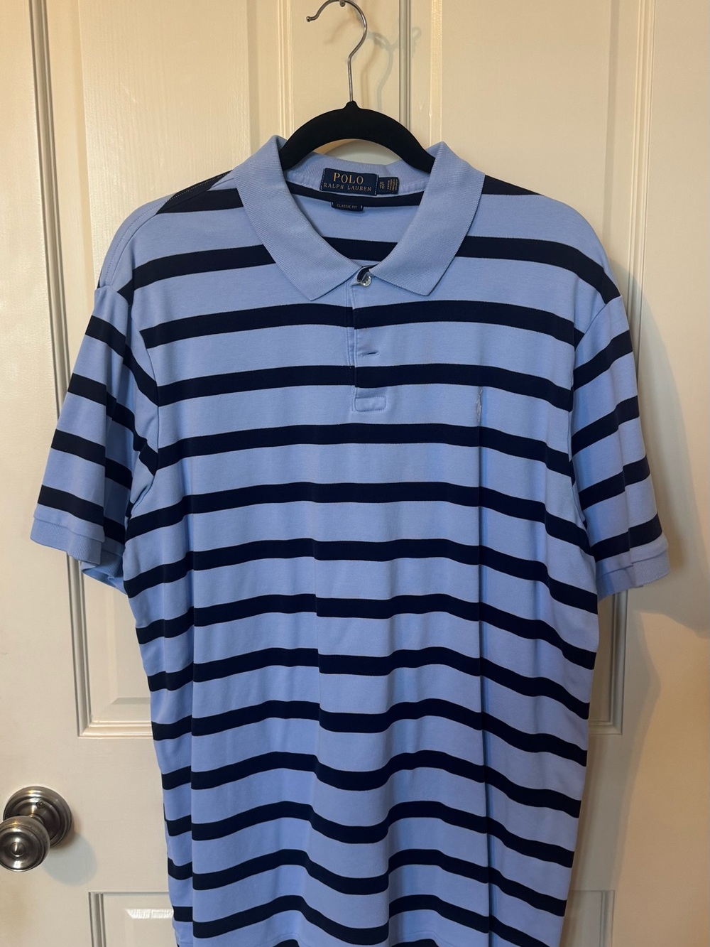 Polo by Ralph Lauren Sky Blue & Navy Horizontal Stripe XL Polo
